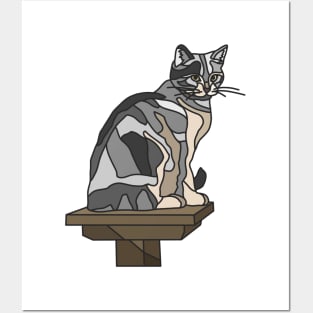 Grey Tabby Cat on Platform Posters and Art